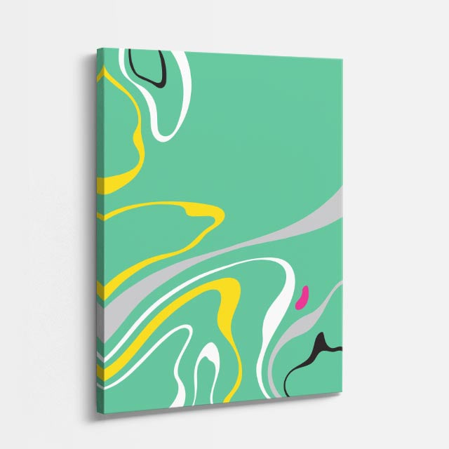 Cuadro canvas Marmol Fluido Verde y Amarillo - Contemporaneos Abstractos - Vista Perspectiva