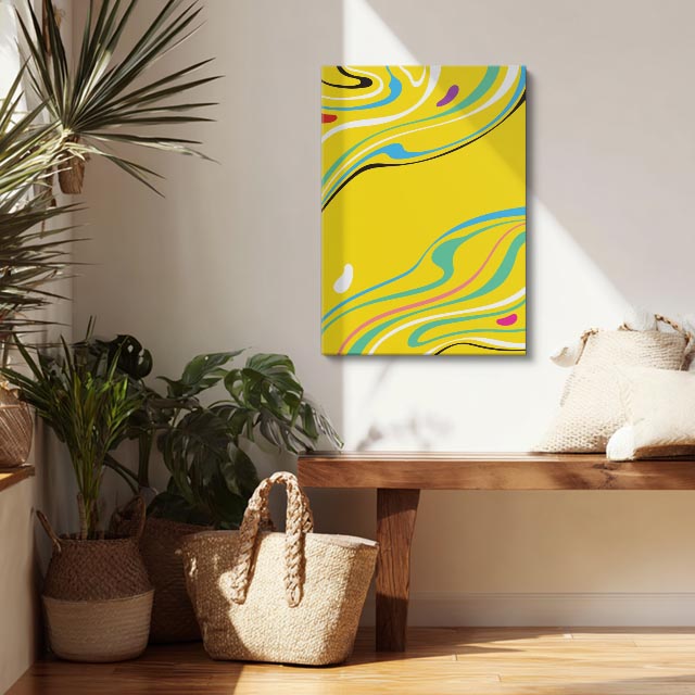 Cuadro canvas Lineas Fluidas Amarillo Vibrante - Contemporaneos Abstractos - Vista Lifestyle