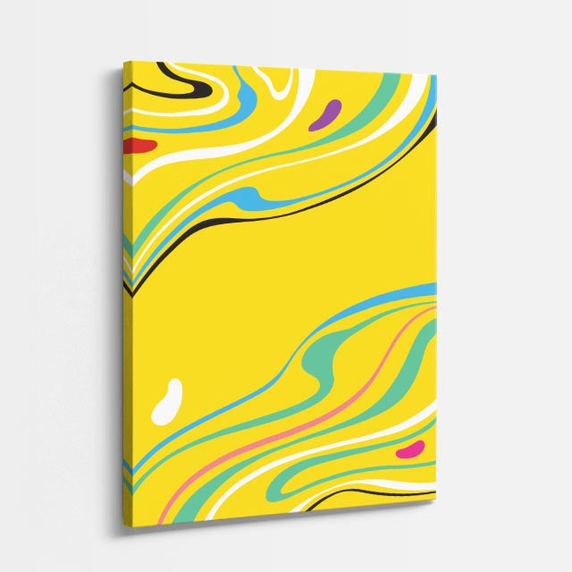 Cuadro canvas Lineas Fluidas Amarillo Vibrante - Contemporaneos Abstractos - Vista Perspectiva