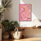 Cuadro canvas Ondas Rosas y Amarillas Dinamicas - Contemporaneos Abstractos - Vista Lifestyle