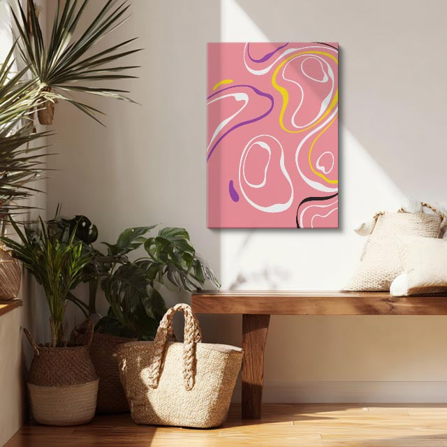 Cuadro canvas Ondas Rosas y Amarillas Dinamicas - Contemporaneos Abstractos - Vista Lifestyle