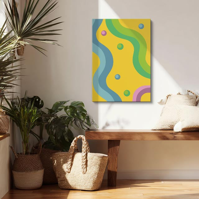 Cuadro canvas Ondas Verdes y Amarillas Tropicales - Contemporaneos Abstractos - Vista Lifestyle