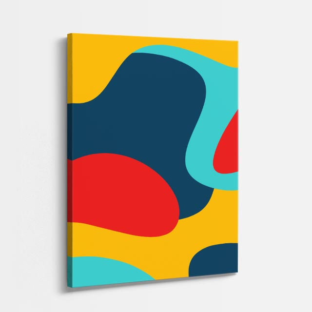 Cuadro canvas Fluidos Turquesa y Amarillo Oscuro - Contemporaneos Abstractos - Vista Perspectiva