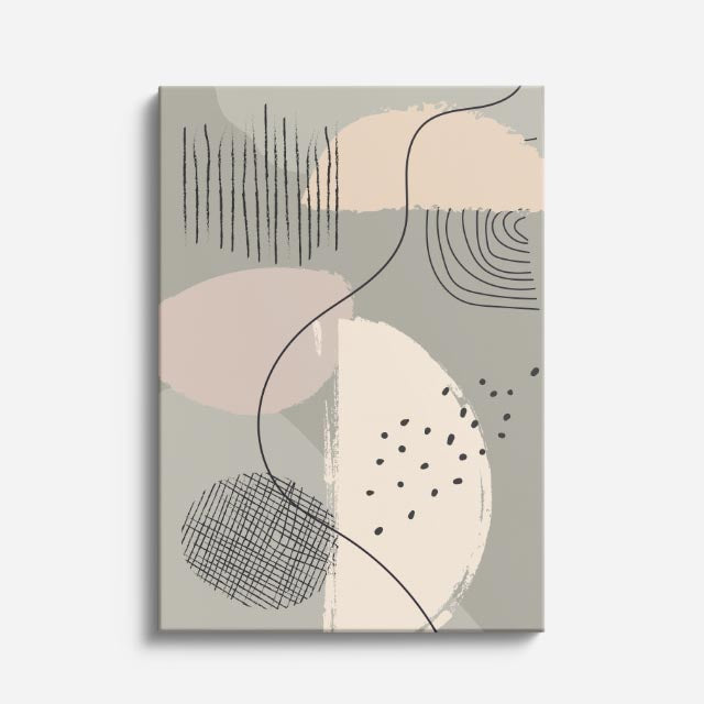 Cuadro canvas Circulos Grises Trazos Suaves - Contemporaneos Abstractos - Vista Frente