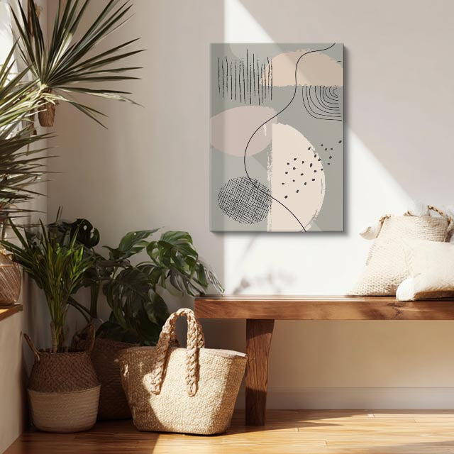 Cuadro canvas Circulos Grises Trazos Suaves - Contemporaneos Abstractos - Vista Lifestyle