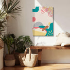 Cuadro canvas Formas Teal y Mostaza Modernas - Contemporaneos Abstractos - Vista Lifestyle