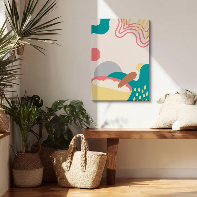 Cuadro canvas Formas Teal y Mostaza Modernas - Contemporaneos Abstractos - Vista Lifestyle