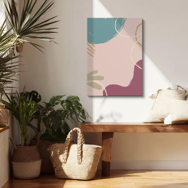 Cuadro canvas Manchas Rosa y Oliva Fluidas - Contemporaneos Abstractos - Vista Lifestyle