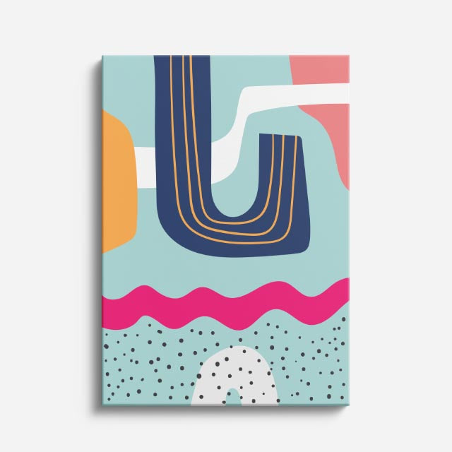 Cuadro canvas Ondas Teal Fucsia y Beige - Contemporaneos Abstractos - Vista Frente