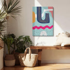Cuadro canvas Ondas Teal Fucsia y Beige - Contemporaneos Abstractos - Vista Lifestyle