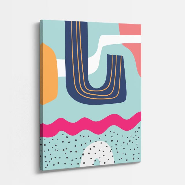 Cuadro canvas Ondas Teal Fucsia y Beige - Contemporaneos Abstractos - Vista Perspectiva