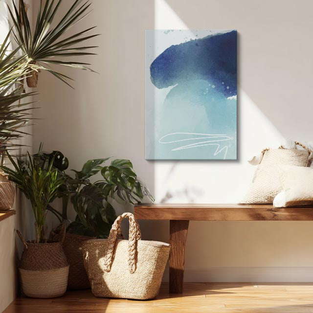 Cuadro canvas Acuarela Celeste Linea Blanca - Contemporaneos Abstractos - Vista Lifestyle