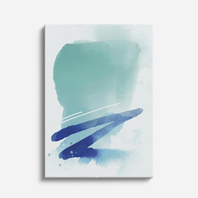 Cuadro canvas Acuarela Teal Trazos Azules - Contemporaneos Abstractos - Vista Frente