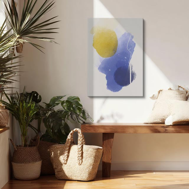 Cuadro canvas Acuarela Azul Circulo Mostaza - Contemporaneos Abstractos - Vista Lifestyle