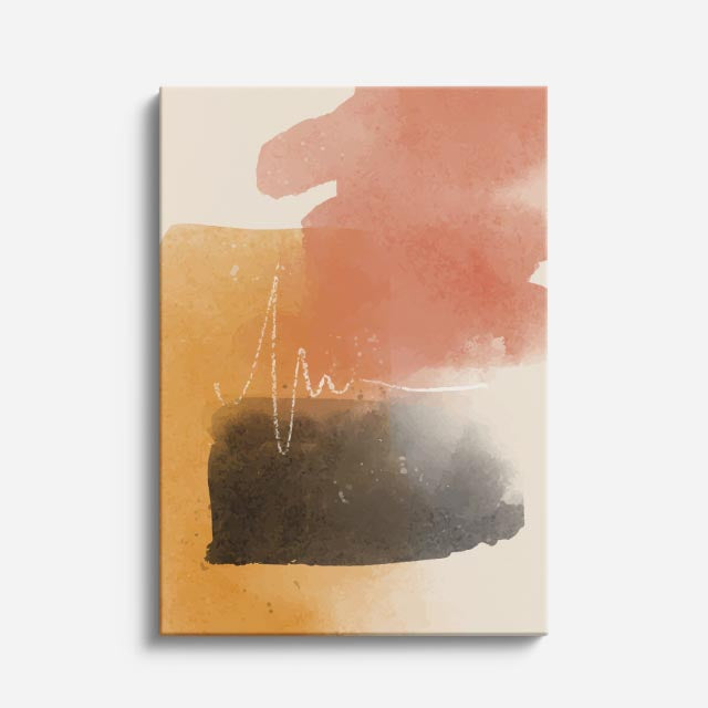 Cuadro canvas Acuarela Naranja y Gris Oscuro - Contemporaneos Abstractos - Vista Frente