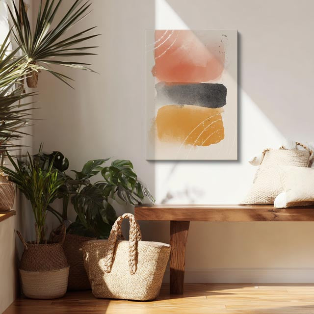 Cuadro canvas Acuarela Naranja y Negro Textura - Contemporaneos Abstractos - Vista Lifestyle