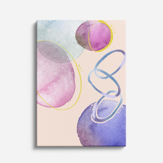 Cuadro canvas Acuarela Circulos Rosa y Lila - Contemporaneos Abstractos - Vista Frente