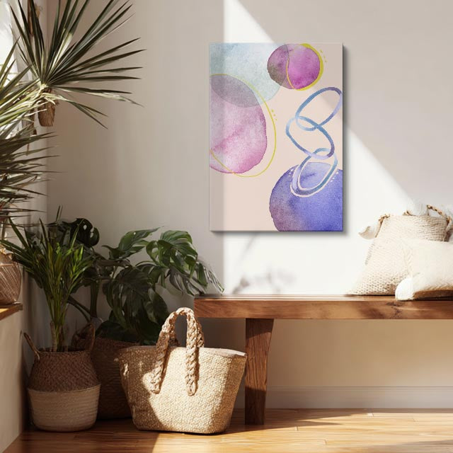 Cuadro canvas Acuarela Circulos Rosa y Lila - Contemporaneos Abstractos - Vista Lifestyle