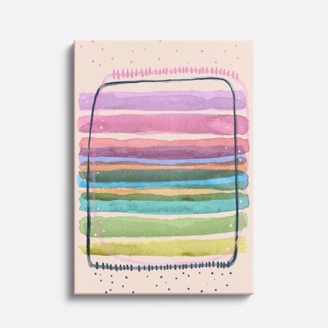 Cuadro canvas Acuarela Rayas Multicolor Pasteles - Contemporaneos Abstractos - Vista Frente