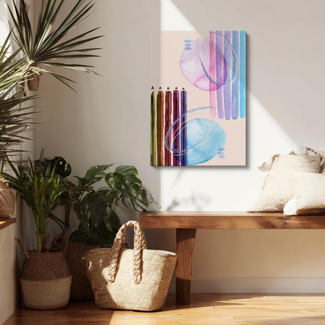 Cuadro canvas Acuarela Lineas Azul y Celeste - Contemporaneos Abstractos - Vista Lifestyle