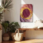 Cuadro canvas Acuarela Circulo Dorado y Vino - Contemporaneos Abstractos - Vista Lifestyle
