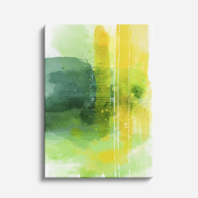 Cuadro canvas Acuarela Verde y Amarillo Salpicado - Contemporaneos Abstractos - Vista Frente