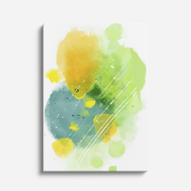 Cuadro canvas Acuarela Verde Azul Manchas - Contemporaneos Abstractos - Vista Frente