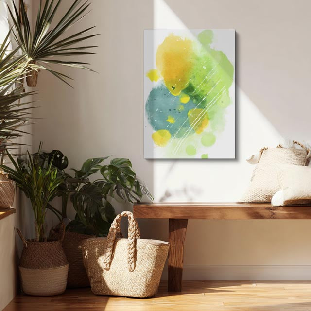Cuadro canvas Acuarela Verde Azul Manchas - Contemporaneos Abstractos - Vista Lifestyle