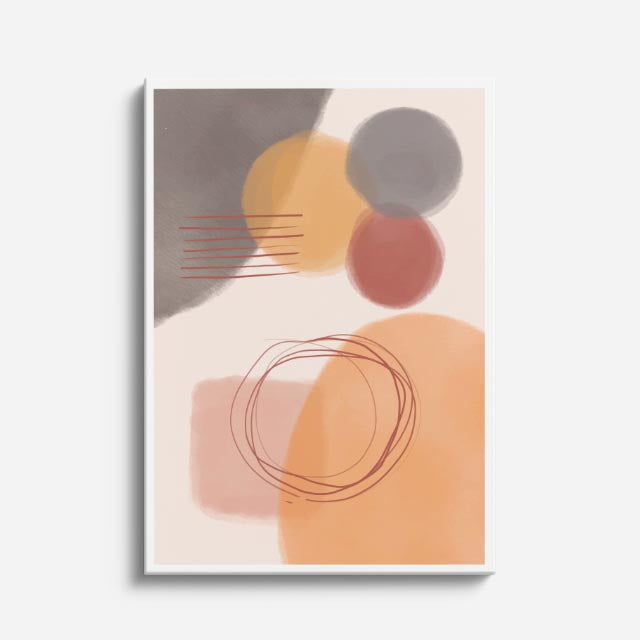 Cuadro canvas Acuarela Circulos Gris y Salmon - Contemporaneos Abstractos - Vista Frente