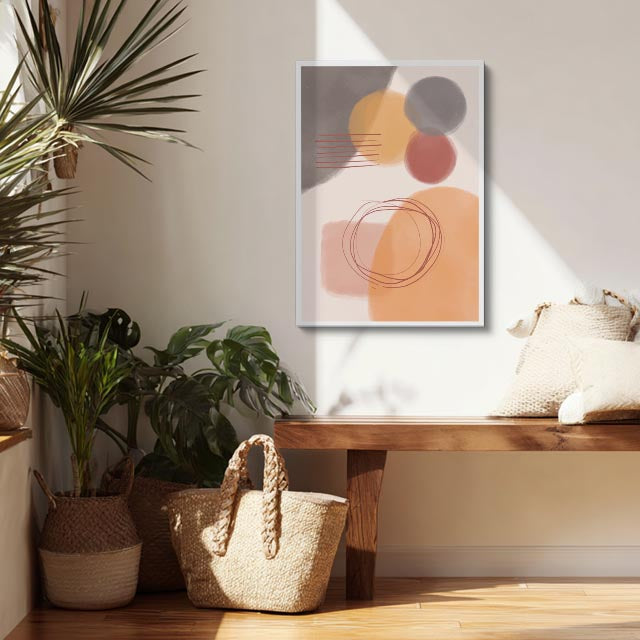 Cuadro canvas Acuarela Circulos Gris y Salmon - Contemporaneos Abstractos - Vista Lifestyle