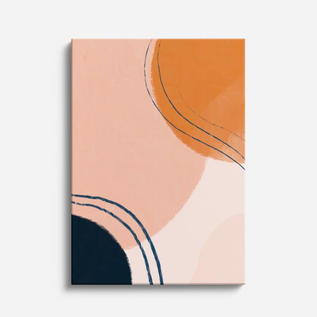 Cuadro canvas Minimalista Salmon Circulos Lineas - Contemporaneos Abstractos - Vista Frente