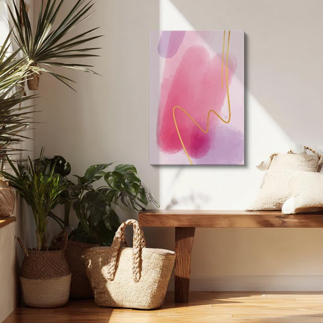 Cuadro canvas Acuarela Rosa Lila Linea Dorada - Contemporaneos Abstractos - Vista Lifestyle