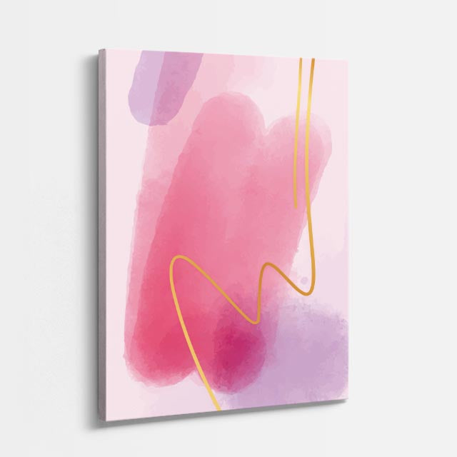 Cuadro canvas Acuarela Rosa Lila Linea Dorada - Contemporaneos Abstractos - Vista Perspectiva