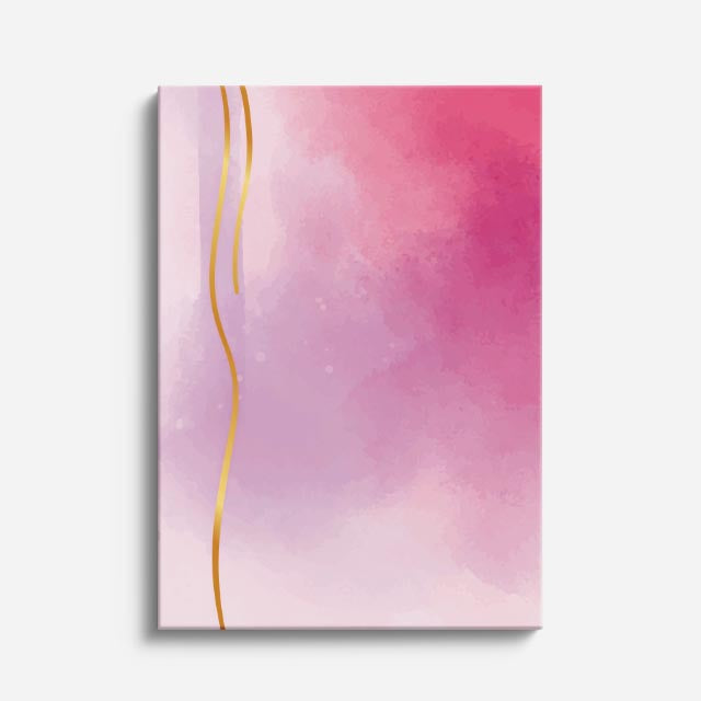 Cuadro canvas Acuarela Rosa Lineas Doradas - Contemporaneos Abstractos - Vista Frente