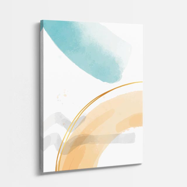 Cuadro canvas Minimalista Teal Circulo Dorado - Contemporaneos Abstractos - Vista Perspectiva