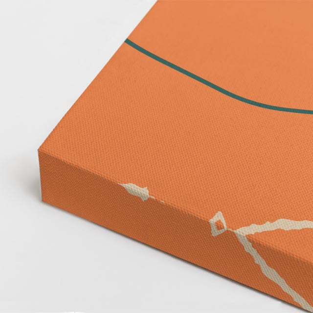 Cuadro canvas Formas Naranja y Verde Oscuro - Contemporaneos Abstractos - Vista CloseUp