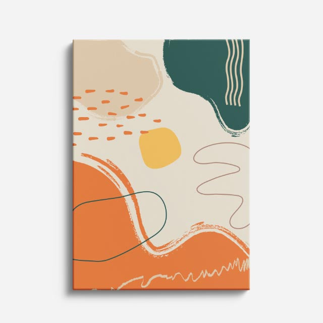 Cuadro canvas Formas Naranja y Verde Oscuro - Contemporaneos Abstractos - Vista Frente