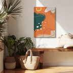 Cuadro canvas Manchas Naranja Verde Oscuro Ondas - Contemporaneos Abstractos - Vista Lifestyle