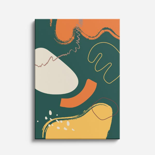 Cuadro canvas Siluetas Verde y Naranja Minimalistas - Contemporaneos Abstractos - Vista Frente