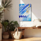 Cuadro canvas Trazos Azul Electrico y Naranja - Contemporaneos Abstractos - Vista Lifestyle