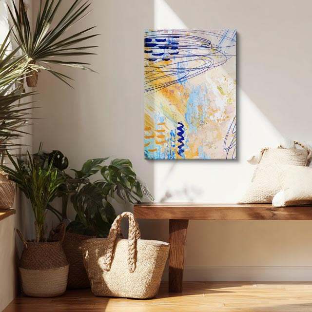 Cuadro canvas Lineas Azul y Naranja Expresivas - Contemporaneos Abstractos - Vista Lifestyle