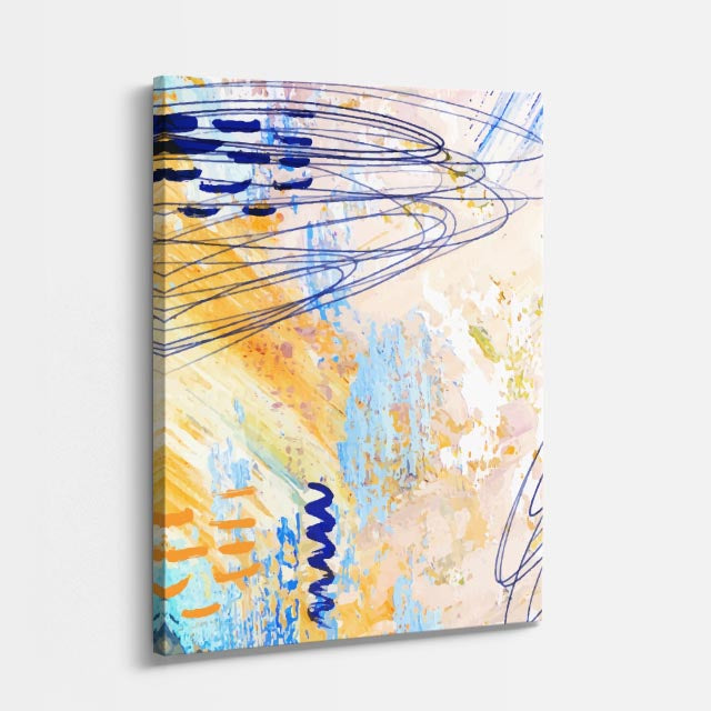 Cuadro canvas Lineas Azul y Naranja Expresivas - Contemporaneos Abstractos - Vista Perspectiva