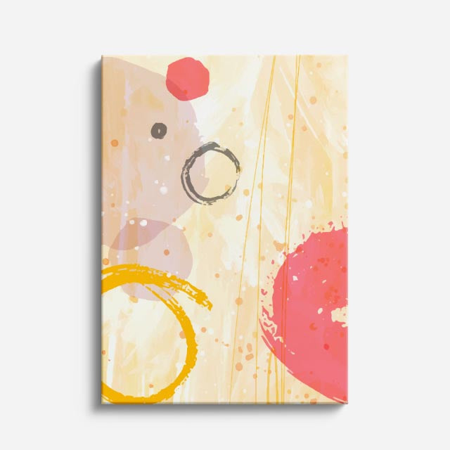 Cuadro canvas Circulos Naranja y Rosa Acuarela - Contemporaneos Abstractos - Vista Frente
