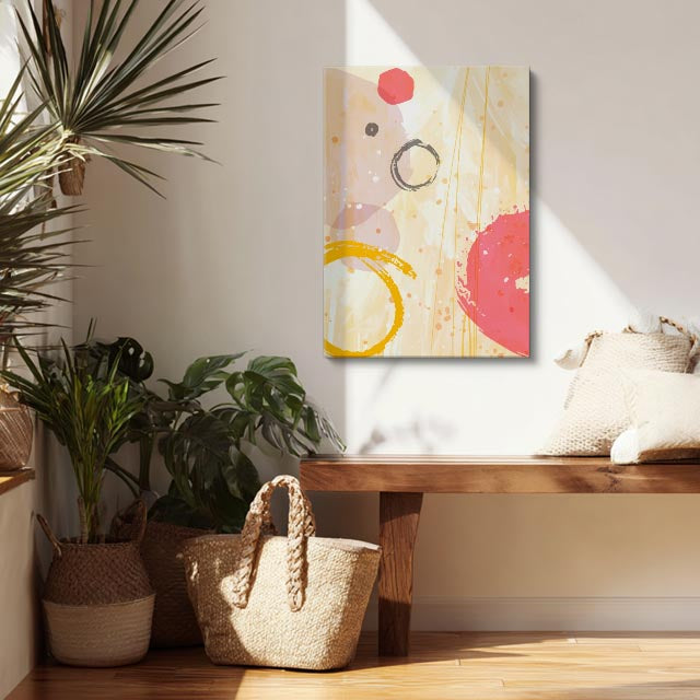 Cuadro canvas Circulos Naranja y Rosa Acuarela - Contemporaneos Abstractos - Vista Lifestyle