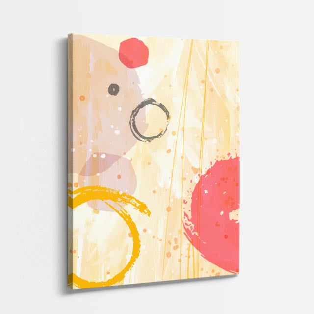 Cuadro canvas Circulos Naranja y Rosa Acuarela - Contemporaneos Abstractos - Vista Perspectiva