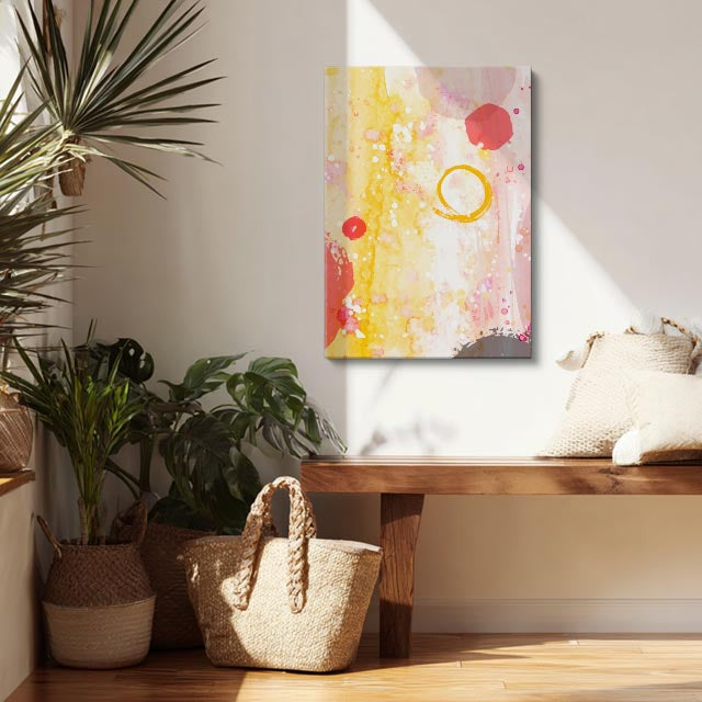 Cuadro canvas Acuarela Amarillo Rosa Salpicada - Contemporaneos Abstractos - Vista Lifestyle