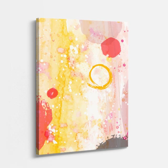 Cuadro canvas Acuarela Amarillo Rosa Salpicada - Contemporaneos Abstractos - Vista Perspectiva