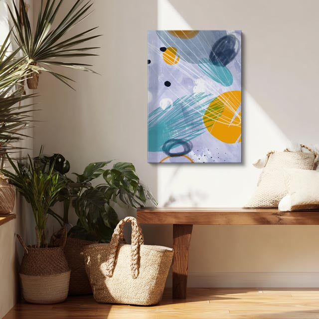 Cuadro canvas Puntos Azul y Naranja Geometrico - Contemporaneos Abstractos - Vista Lifestyle