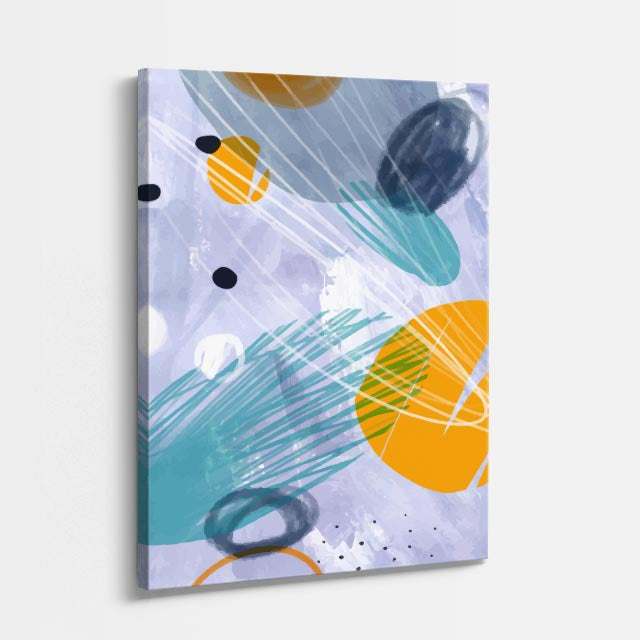 Cuadro canvas Puntos Azul y Naranja Geometrico - Contemporaneos Abstractos - Vista Perspectiva