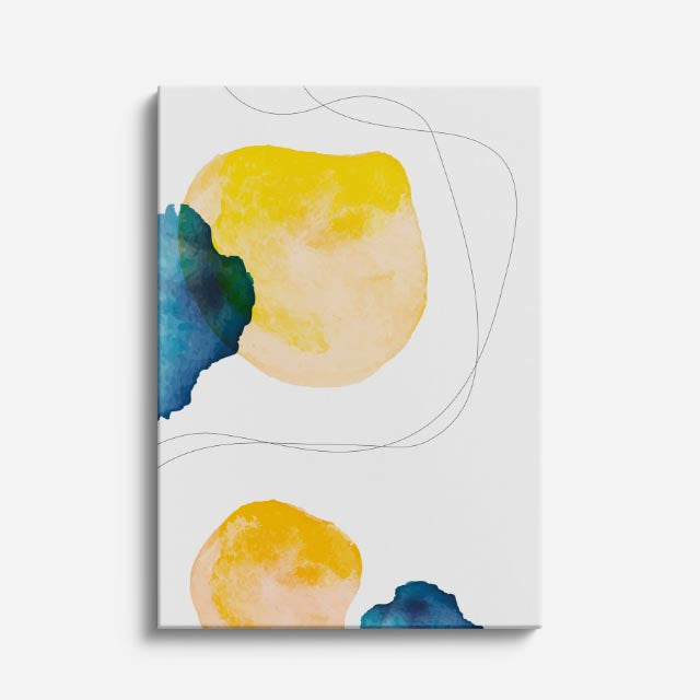 Cuadro canvas Manchas Amarillo y Teal Abstractas - Contemporaneos Abstractos - Vista Frente
